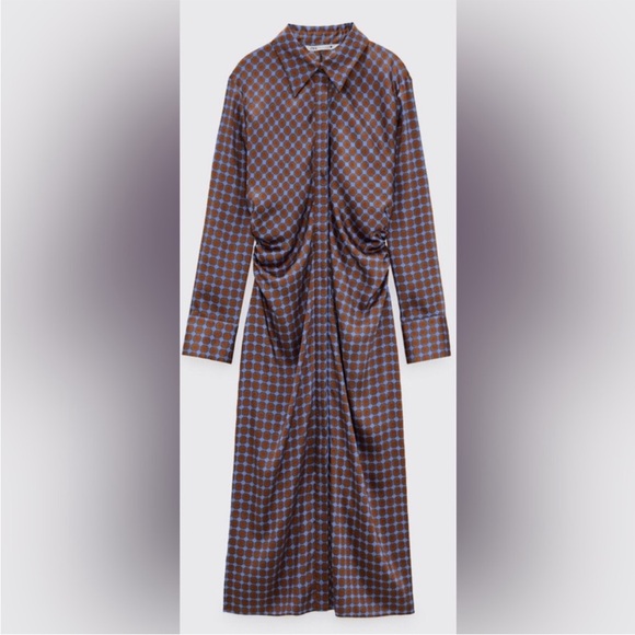 Zara Dresses & Skirts - Zara Blue and Brown Checkered Dress
